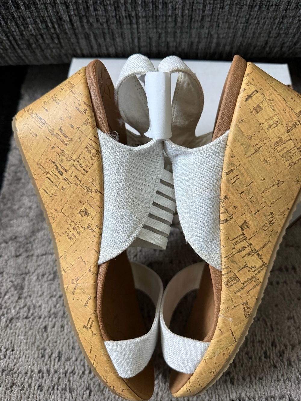 Skechers White and Tan Wedge Sandals - Picture 8 of 9